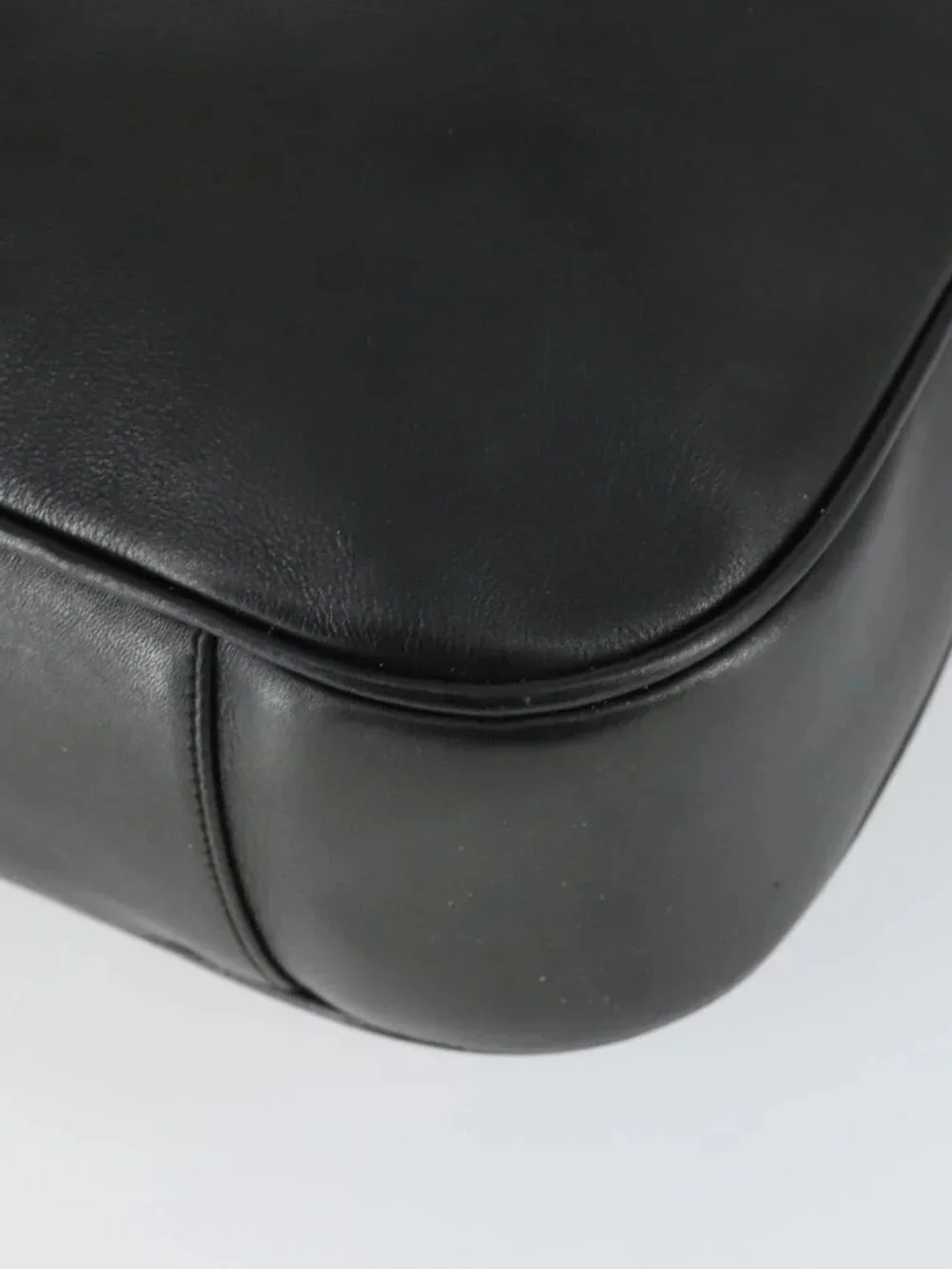 GUCCI Bamboo Shoulder Bag Leather 2way Black Gold 001 1577 Auth 166021